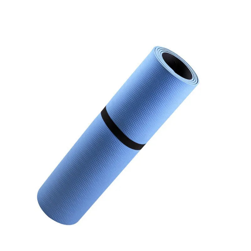 Blue conductive grounding yoga mat with plant and flower pattern, measuring 182x61cm with non-slip TPE surface