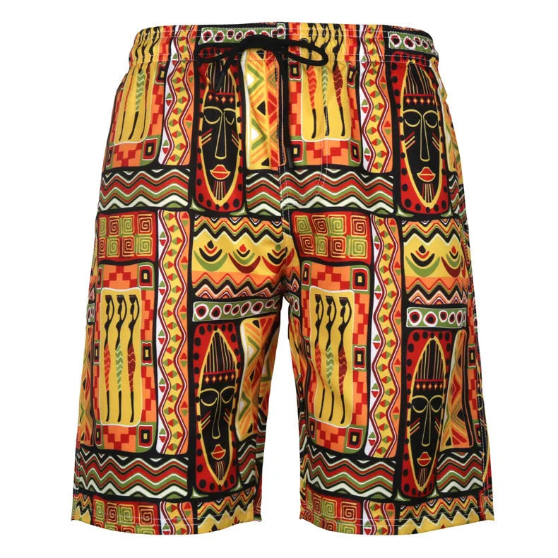 Men's plus size beach shorts with octopus print, straight-leg polyester, available in multiple colours