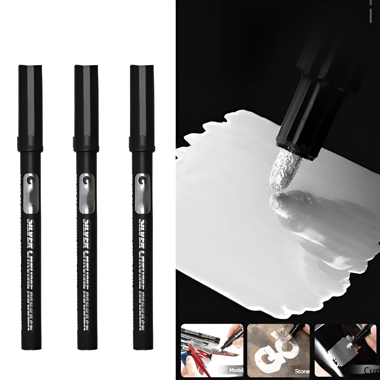 Waterproof marker pen for writing on glass and plastic surfaces in 1mm or 2mm line thickness