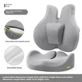 Medium grey memory cotton waist protection cushion set with adjustable lumbar support on an office chair