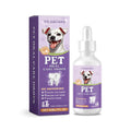 Pet dental drops 30ml bottle with white cap and label, 2.8cm by 10.3cm size