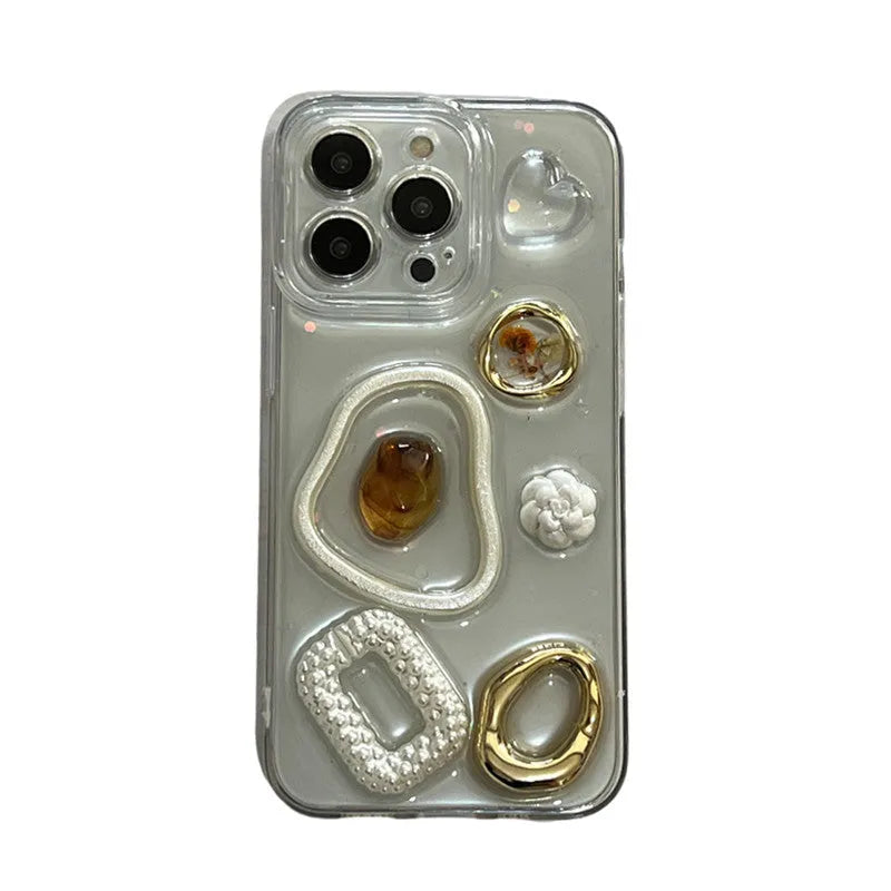Retro special-shaped gem epoxy phone case in emerald green for iPhone, showing drop-resistant protective cover