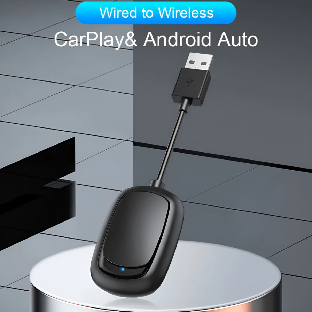 Wireless CarPlay and Android Auto adapter with cross-two-in-one box design for car connectivity