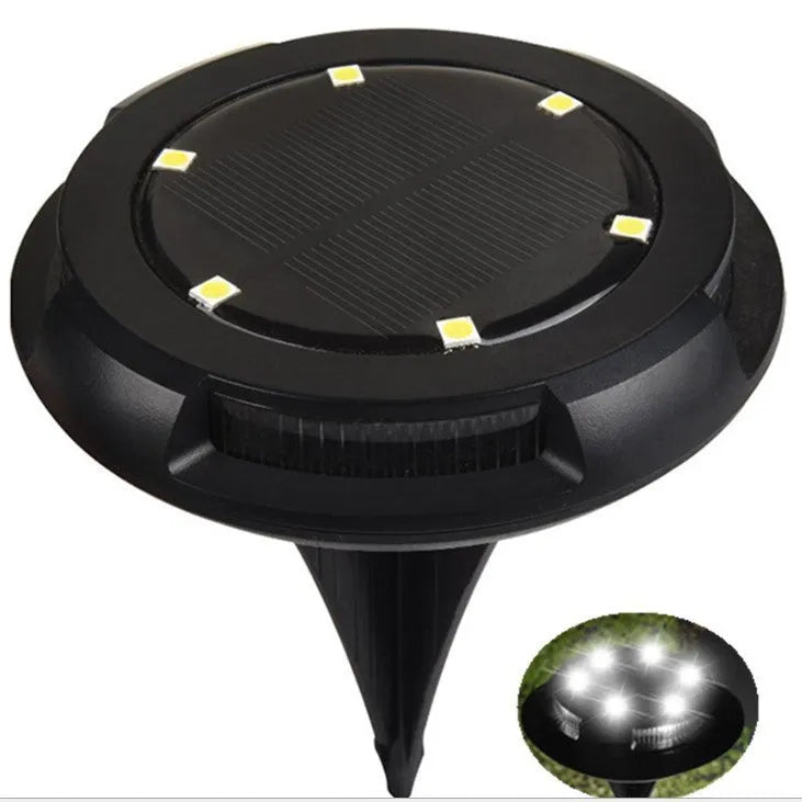 Black LED solar underground lawn light, 11 x 4 x 13cm, ABS and PP housing, with monocrystalline solar panel
