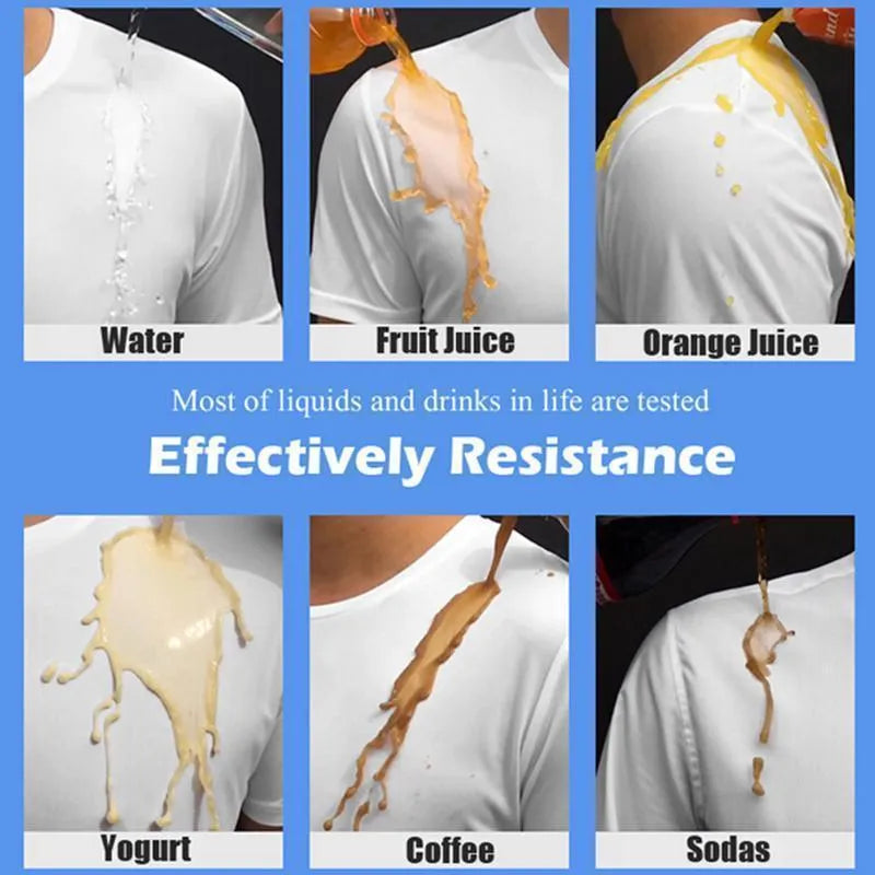 Quick-drying waterproof anti-fouling half sleeve round neck T-shirt in white, black or blue, loose fit, sizes S to 5XL