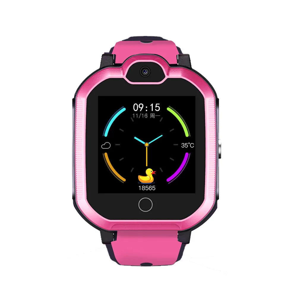 Children's 4G video calling smartwatch in blue with silicone strap and touch screen