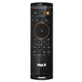Black Mele F10 Deluxe wireless air mouse remote control with QWERTY keyboard and directional pad.