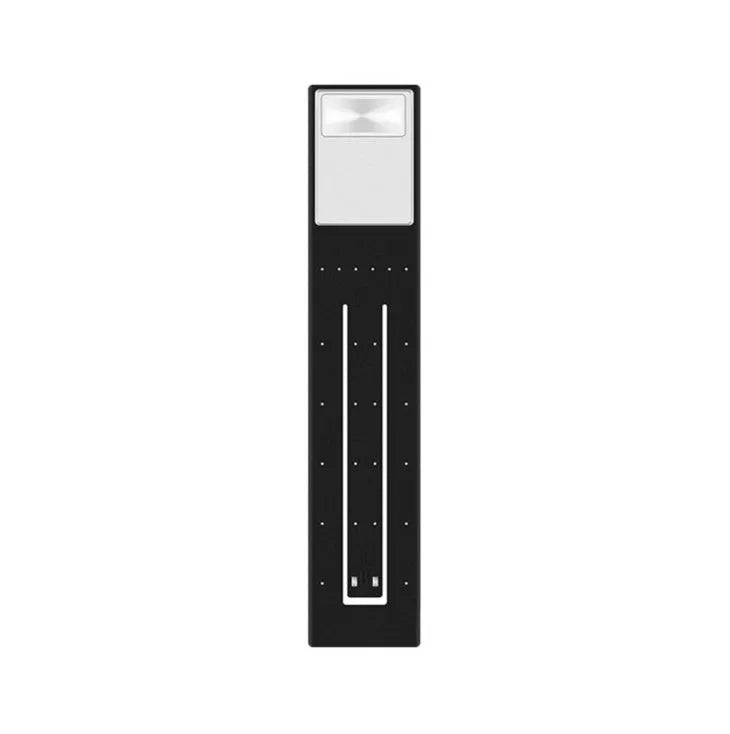 Black folding LED reading lamp with USB charging port and adjustable brightness settings