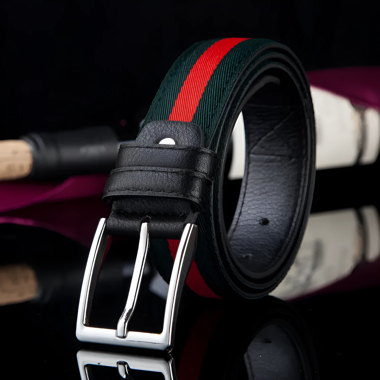 Casual pin buckle belt in imitation leather with square alloy buckle, 115cm, available in multiple colours