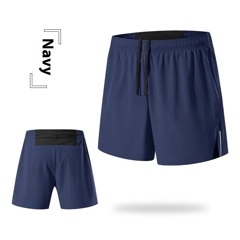 Man wearing high-waisted, loose-fit black off-road running shorts for marathon training.