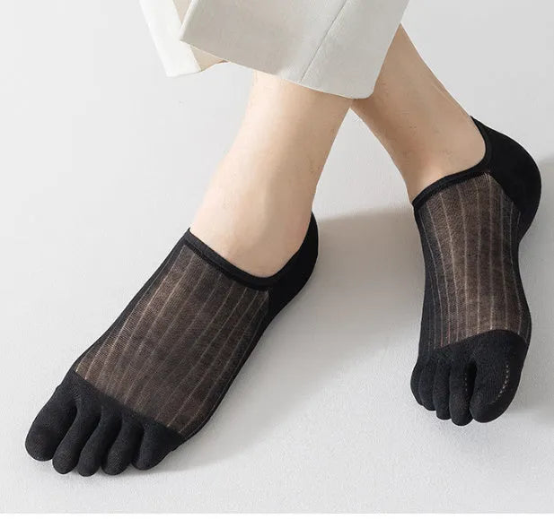 Modal cotton five-finger boat socks in black, dark grey, khaki, light grey and white colours