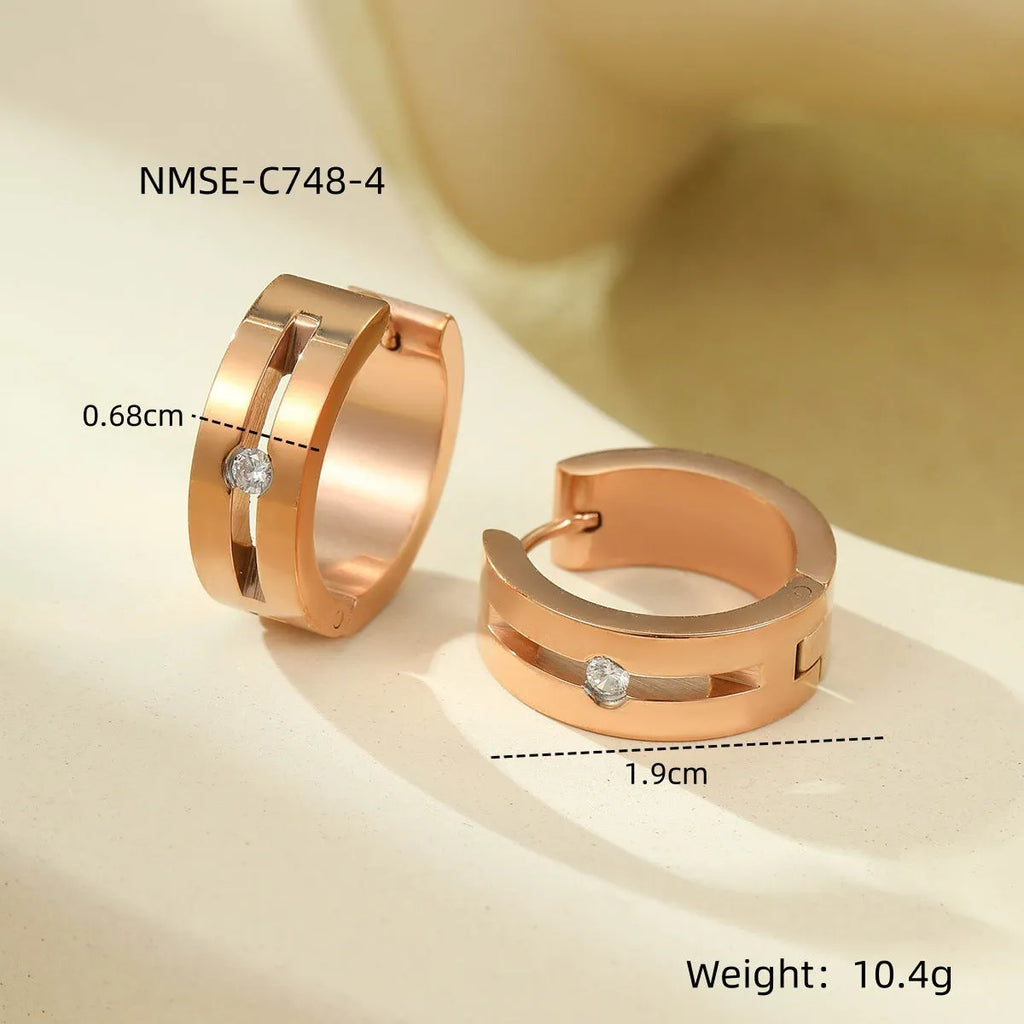 Women's geometric stainless steel drop earrings with 18K gold electroplating in golden finish