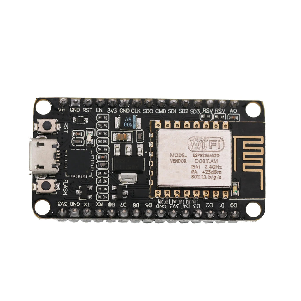 NodeMCU Lua WiFi development board with ESP8266 chip and CP2102 USB-to-serial converter