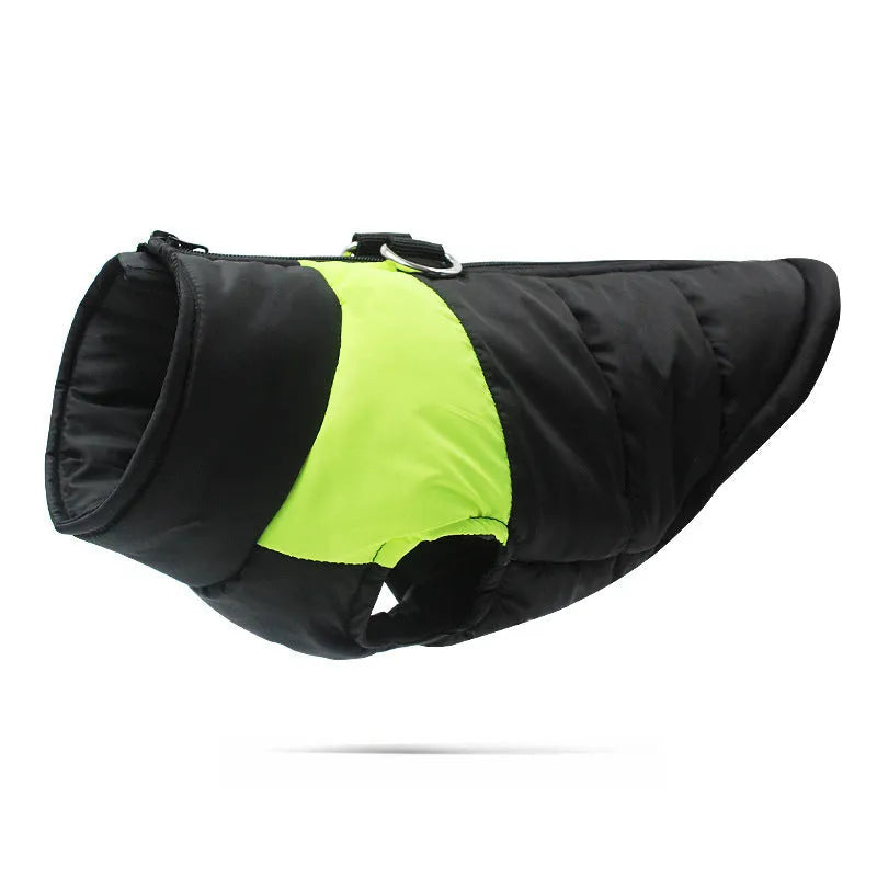 Waterproof padded dog jacket with front zipper in multiple colours and sizes for winter wear