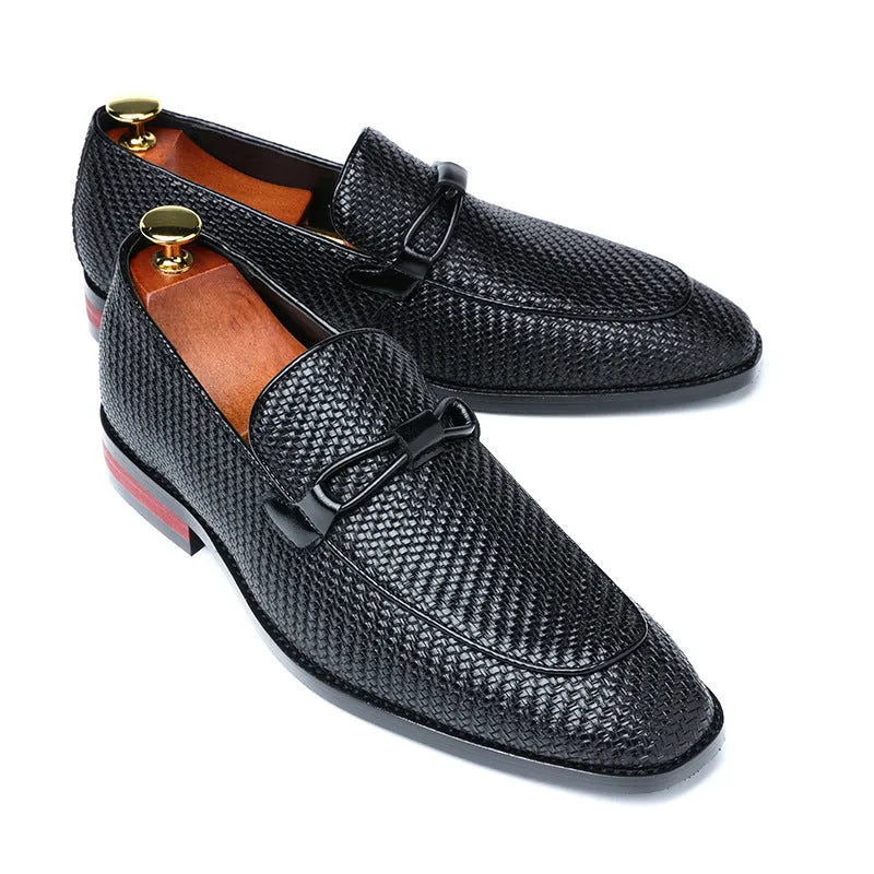 Big Yards men leather shoes solid colour black plain toe cow split leather oversleeve style