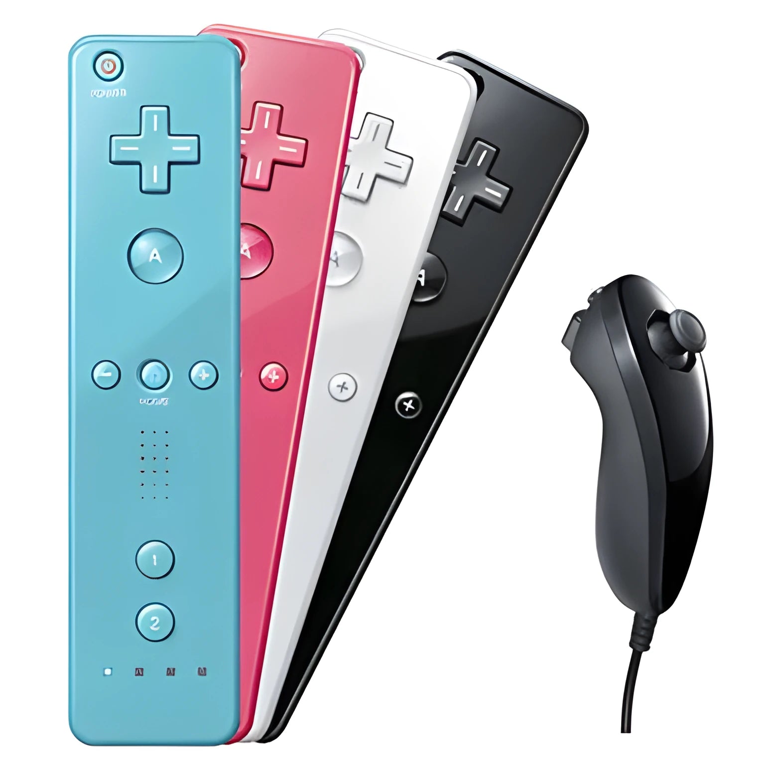 Wii console left and right wireless gamepad controllers with infrared sensor