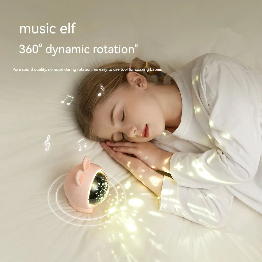 Rabbit star light projector lamp in pink or white, USB rechargeable, 110x93x121mm, for children's bedroom decor