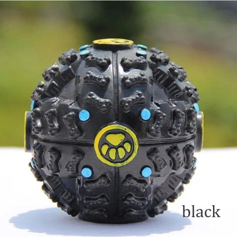 Paw Prime Tricky Treat Ball in blue with a dog playing nearby, available in three sizes