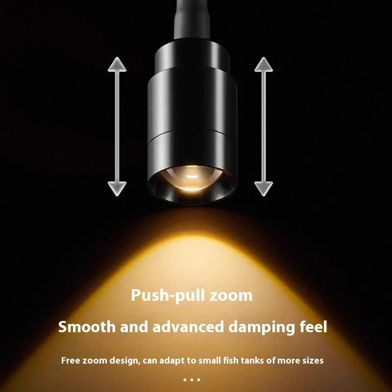 Mini LED aquarium light with clip-on mounting for small 15-40cm fish tanks