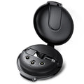 Black magnetic retractable style 3-in-1 charger with car mounting patch and retractable cable