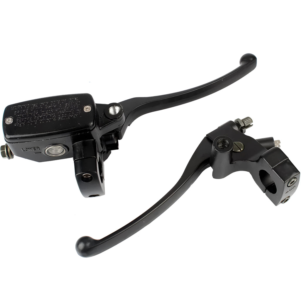 Black aluminium alloy left clutch lever and right brake master cylinder set for 1 inch handlebars