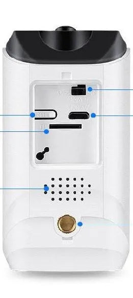 Solar powered wireless surveillance camera with 1080P lens and PIR motion sensor mounted outdoors