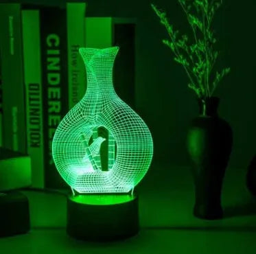 Creative 3D acrylic LED night light with ABS base showing multi-colour illumination