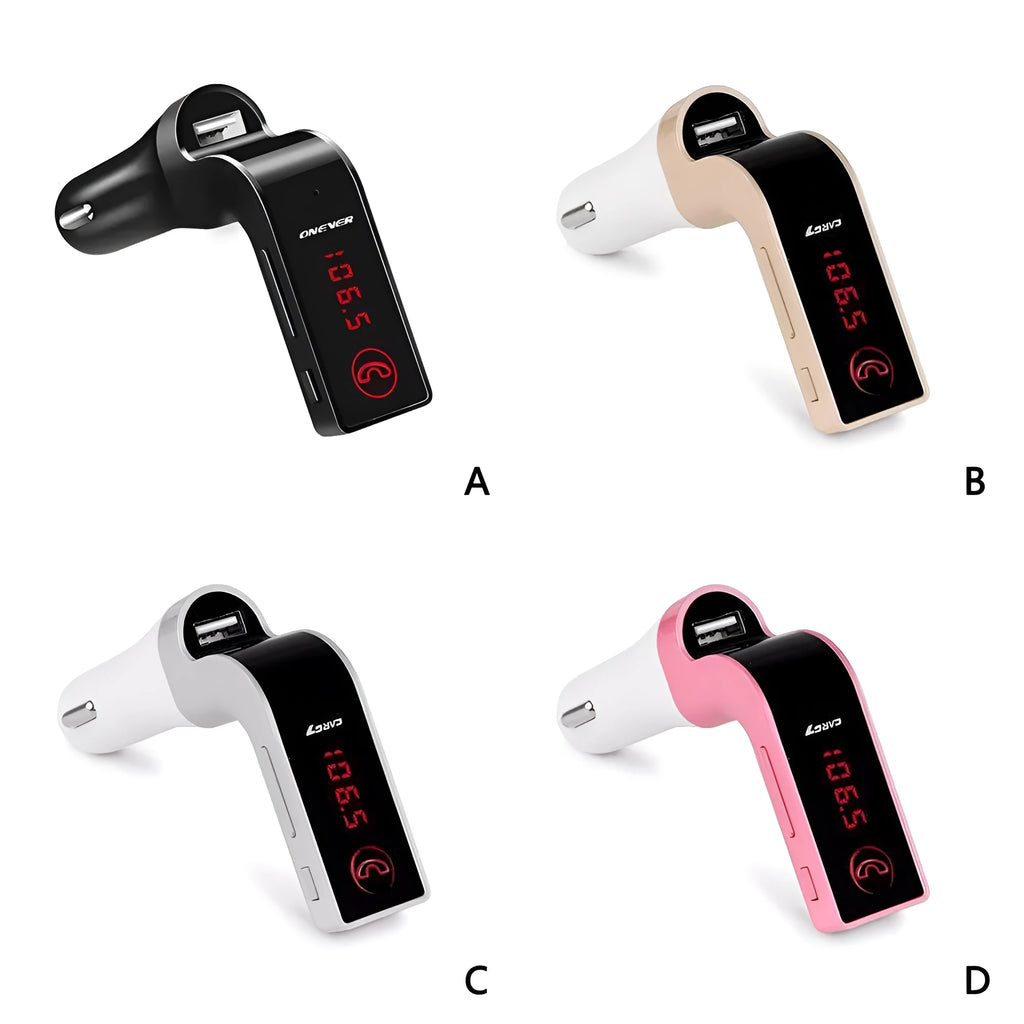 Vehicle Bluetooth receiver FM transmitter for car 12V USB charger hands-free calling in black colour