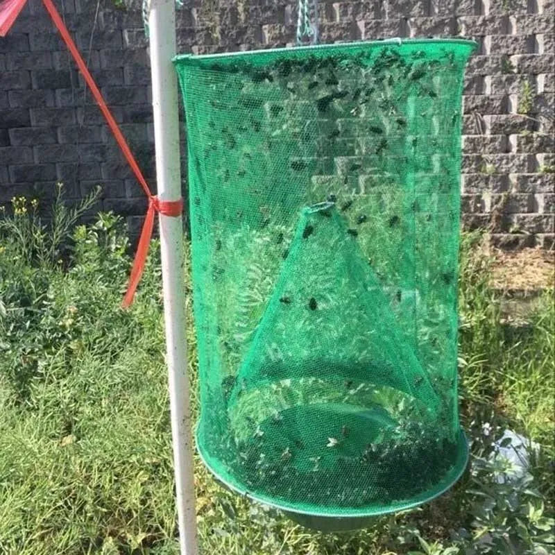Green fly cage with wire mesh and PP bait bowl, 25x33cm outdoor fly trap