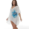 White plus size loose beach cover-up blouse for swimming sun protection