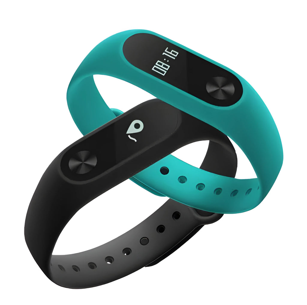 Xiaomi Mi Band 2 black fitness tracker with OLED display on adjustable wrist strap