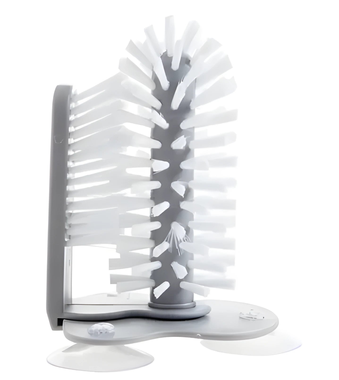 Grey double-head rotating cup brush with suction cups for wall mounting