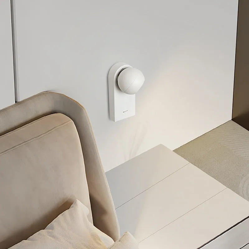 Rotatable LED wall lamp in sand white or sand black, 7W 220V, D8 x 7.5 x 17 x 3cm, for bedside wall mounting.