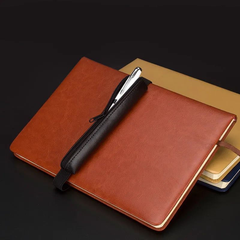 Long slim PU leather pencil case in beige grey, black, and crocodile print colours.