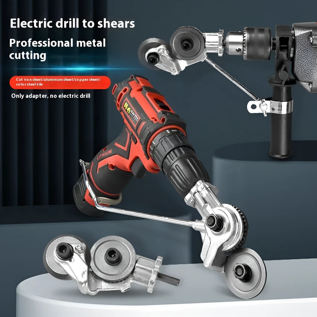Electric drill shears attachment with 45# steel head for cutting iron sheet, universal drill fit, 1 2 4 piece packs