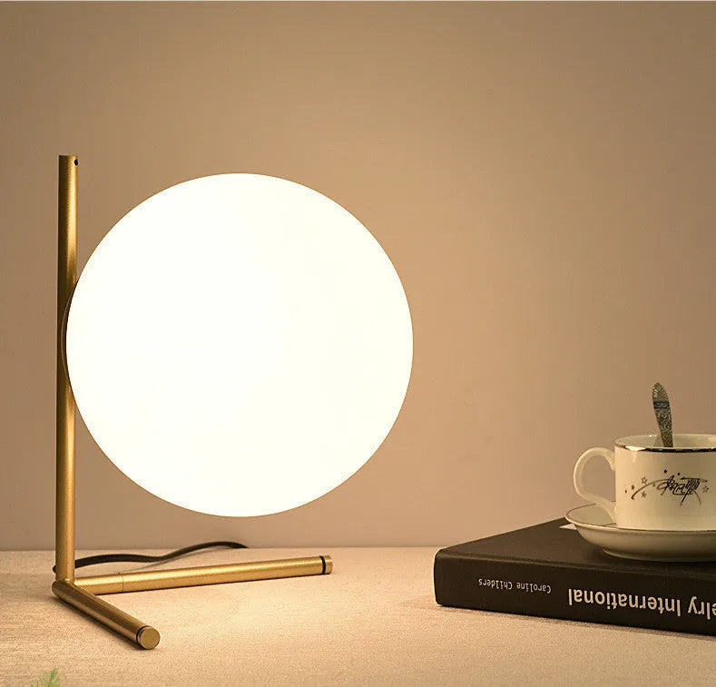Creative glass shade LED table lamp with three-tone light colour in three different size options
