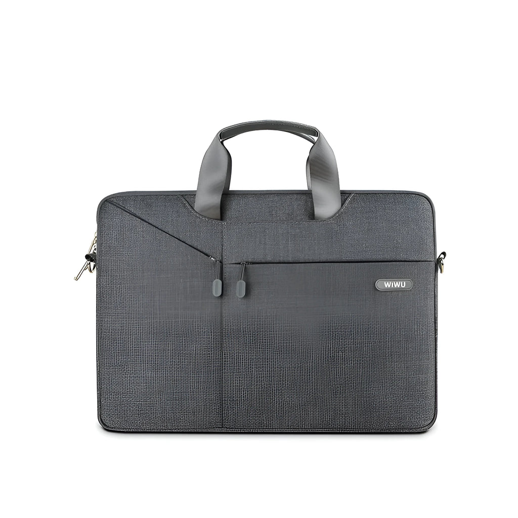 Business laptop bag in polyester with zipper opening, soft handle, and internal phone and ID pockets