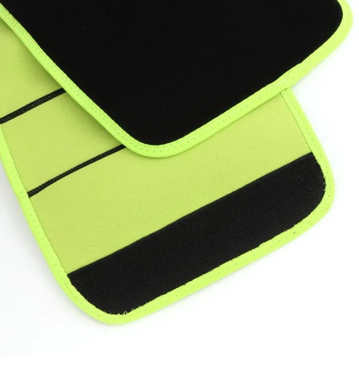 Bodybuilding sports belt black edging green with neoprene foam core adjustable free size waist up to 105 cm