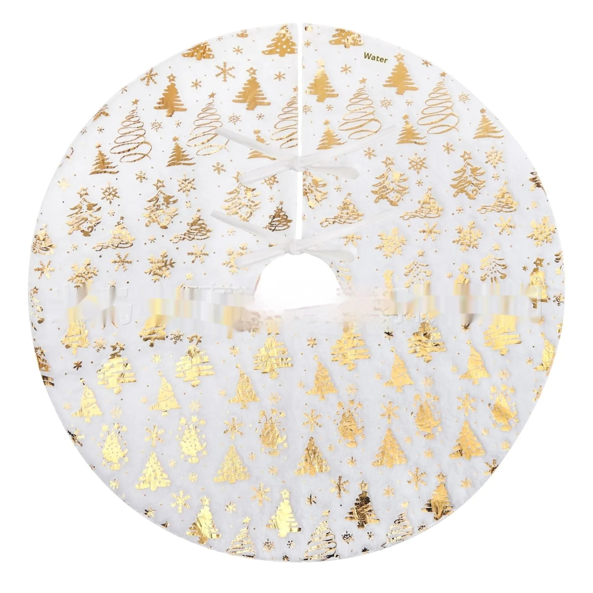 Gilding snowflake Christmas tree plush floor mat in festive red and white design.
