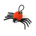 Small Halloween plush cat toy in orange red and yellow measuring 4.5 by 9 centimetres
