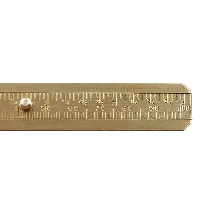 Mini copper vernier caliper with double scale, 100mm range, and 24mm card foot for small object measuring