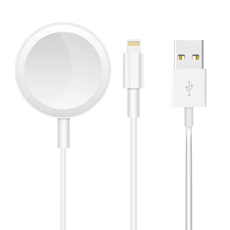 White two-in-one wireless charger with USB interface for device charging