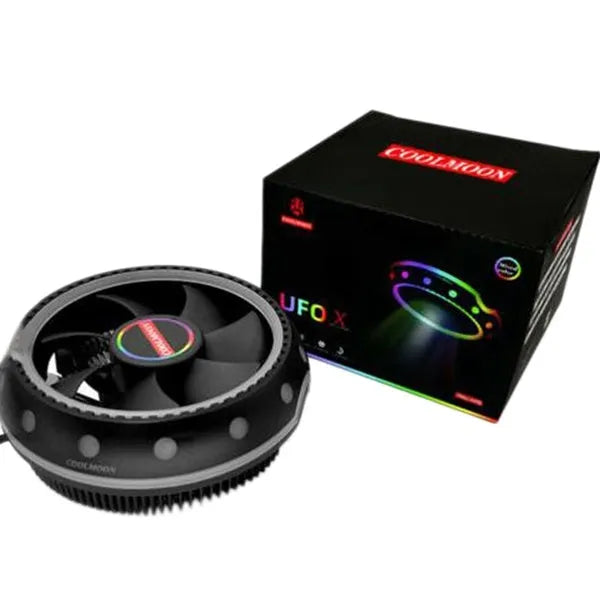 Colour-changing computer cooling CPU fan with aluminium heat sink black finish
