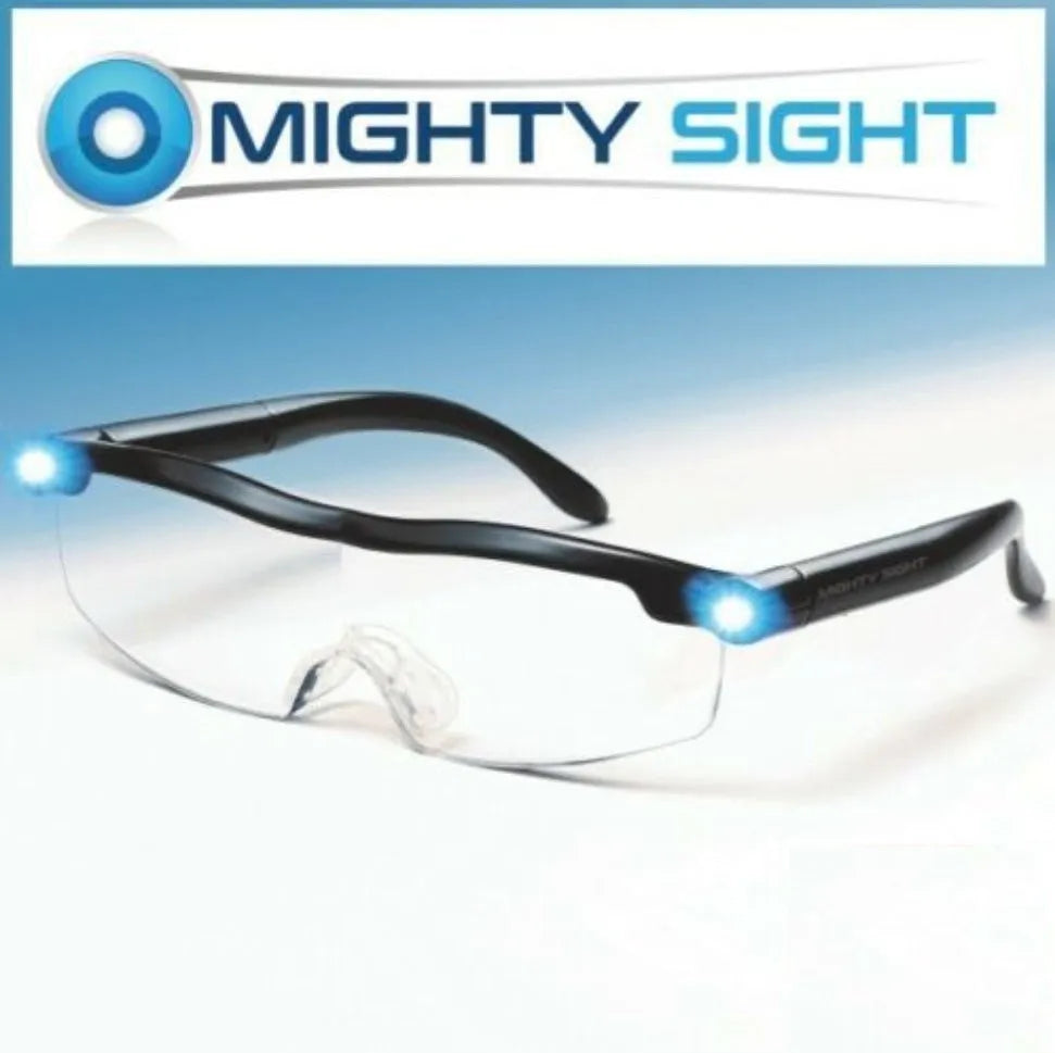 Transparent black USB LED reading glasses with integrated lighting and ABS frames