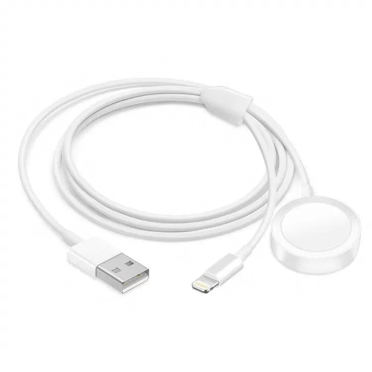 White two-in-one wireless charger with USB interface for device charging