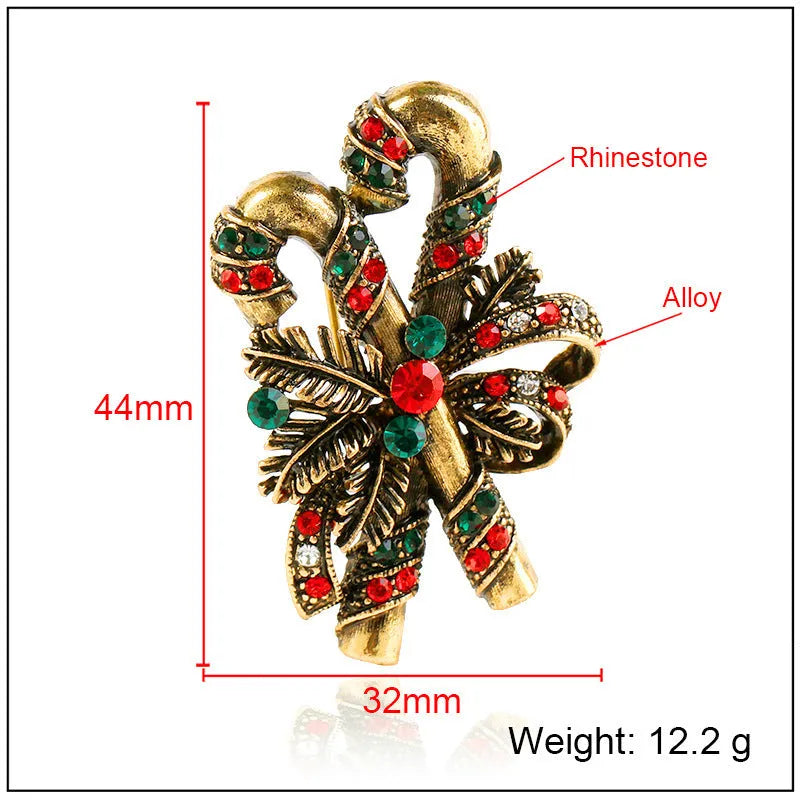 Christmas suit pin brooch alloy artificial gem ancient gold bell style on jacket lapel