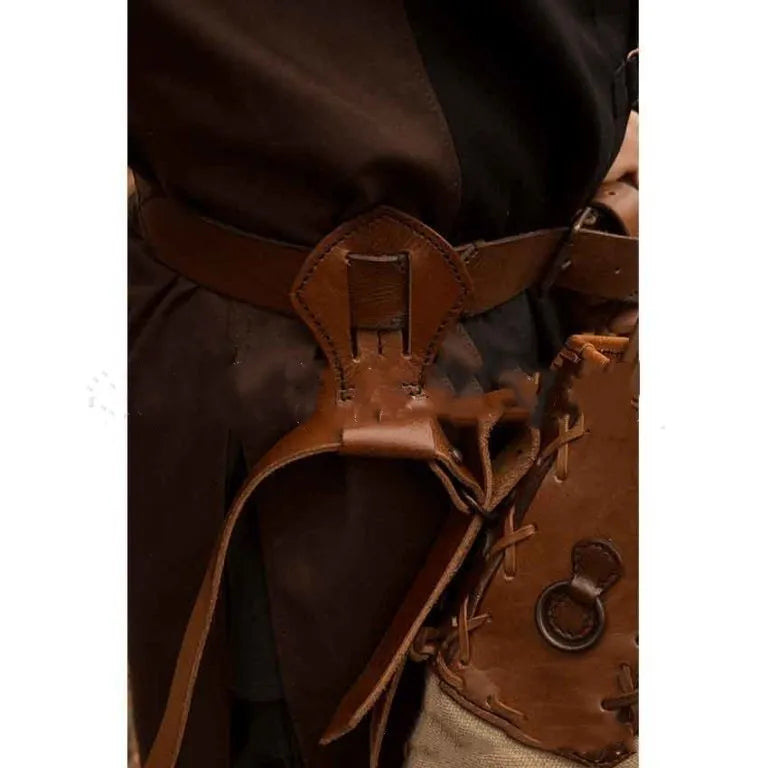 Warrior hand woven PU skin spliced quiver in brown with stitching pattern for adult archery