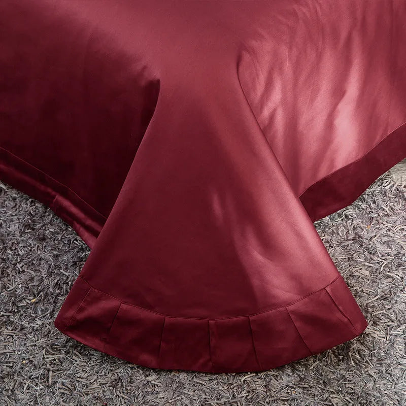 100% cotton embroidered bedding set with duvet cover, bed sheet and pillowcases in grey or red