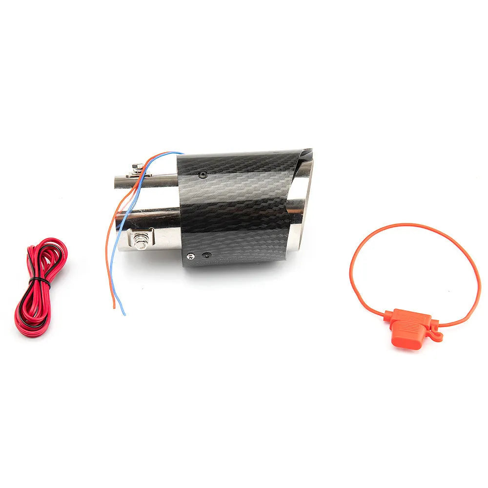 Modified car exhaust pipe with red LED light in crimping style for vehicle customisation
