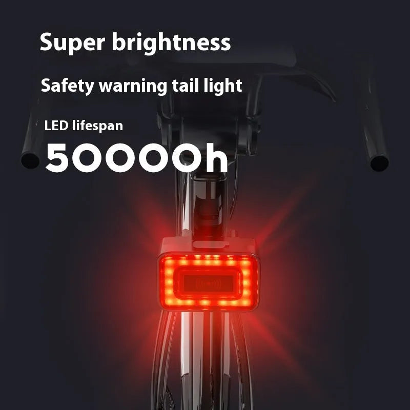 Smart millimetre wave radar detection bicycle tail light with dual mounting bracket.